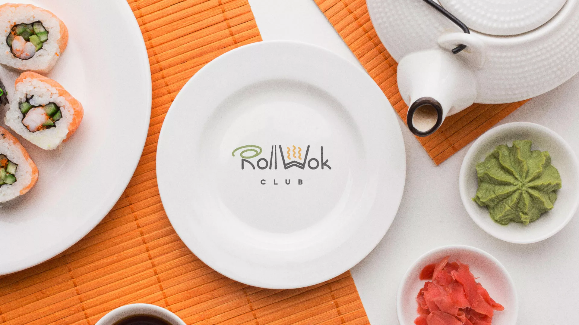 Разработка логотипа и фирменного стиля в Узловой для суши-бара «Roll Wok Club» Разработка логотипа и фирменного стиля в Узловой для суши-бара «Roll Wok Club»